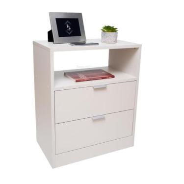 Imagem de Kit 2 Mesas Cabeceira Off White 60Cm Altura Por 50Cm Lagura - Fl Decor