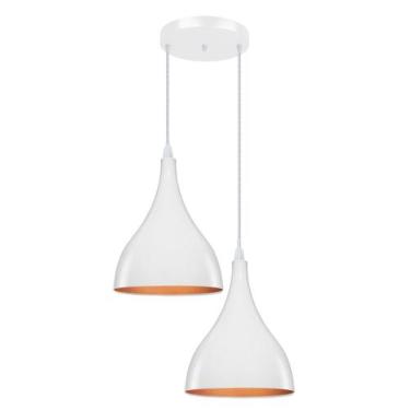 Imagem de Luminária Gota Dupla Branco/ Cobre - Ilustre Lar, Bivolt