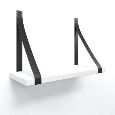 Imagem de Prateleira em MDF Branco 40x15cm com Alça - Lubrano, Preto