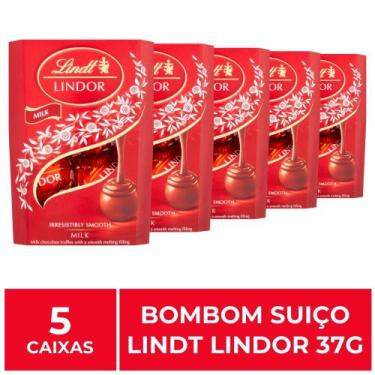 Imagem de 5 Caixas de 37g, Bombons de Chocolate Suiço, Lindt Lindor