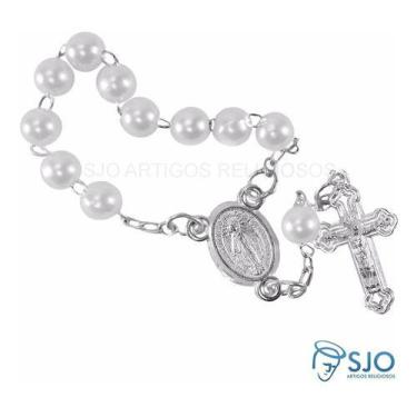 Imagem de 700 Mini Terços Branco e Dourado para Lembrancinhas - SJO Artigos Reli