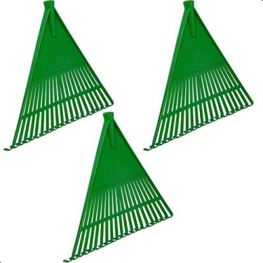 Imagem de Kit 3 Vassouras Rastelo de Plástico Jardim Grama Sem Cabo - CromoShop