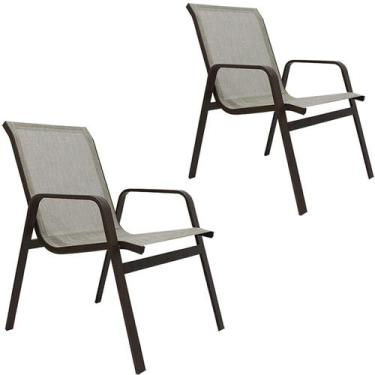 Imagem de Kit 2 Poltronas Cadeiras de Piscina em Tela e Alumínio - Nossa Kasa Mó