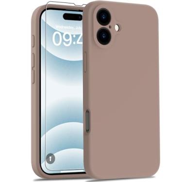 Imagem de Goodon Capa projetada para iPhone 16 com protetor de tela - capa de câmera aprimorada - forro de microfibra macio - capa protetora de silicone à prova de choque para telefone para homens, mulheres e