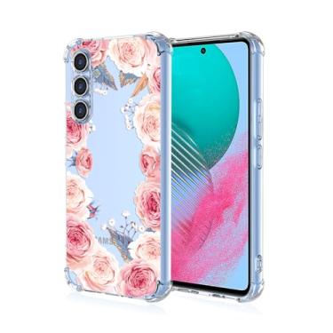 Imagem de RRXSYXL Capa para celular Samsung M54 com estampa floral transparente, proteção à prova de choque, capa de TPU macio para Samsung Galaxy M54, floral rosa