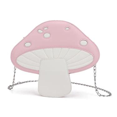 Imagem de LUI SUI Bolsa tiracolo feminina exclusiva em forma de cogumelo pequena e adorável bolsa de ombro, rosa, One Size