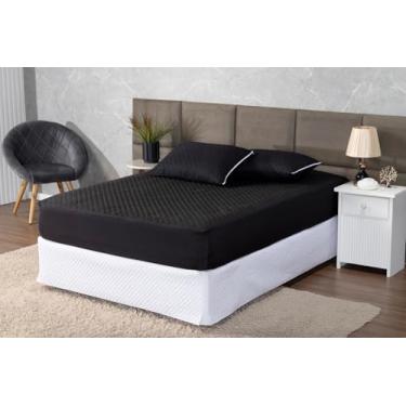 Imagem de Protetor de Colchão Impermeável com Matelassé Ultrassônico (Preto, Casal)