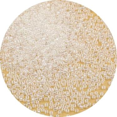 Imagem de Bala&Fillic Contas de semente redondas de 2 mm 9500 peças/100 gramas em saco 12/0 pérolas transparentes pequenas contas de sementes artesanais para fazer joias, brincos, pulseiras, colar (pérola