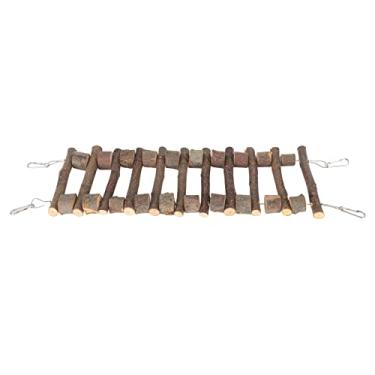 Imagem de Escada de escalada para animais de estimação, ponte de escadas flexíveis de madeira, dentes de animais de estimação, brinquedo de mastigar, rack de escalada em pé para pombinhos, (40CM)