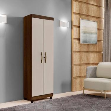 Imagem de Armario Multiuso New Roma Com 2 Portas E Chaves Imbuia/off White