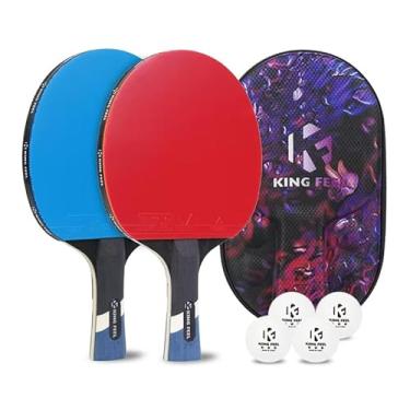 Imagem de Raquetes profissionais de tênis de mesa de fibra de carbono leves com lâmina de 7 camadas, esponja premium de 2,0 mm, borracha aprovada pela ITTF - para raquetes de tênis de mesa de desempenho em