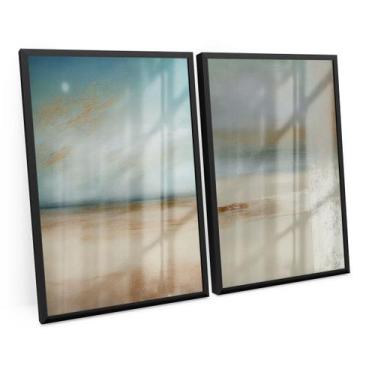Imagem de Quadro Decorativo Abstrato Tons Suaves Com Moldura E Vidro - Bimper, M