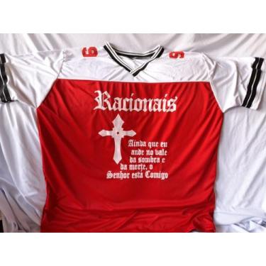 Imagem de Racionais  - camisa  ( sobrevivendo no inferno ) - RR, Vermelho e bran