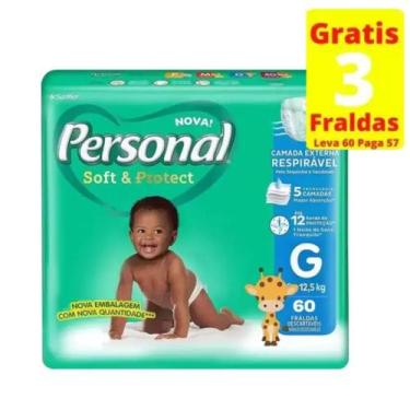 Imagem de Fralda Personal Hiper 1 Pacote Tamanho G de 8 a 12,5 kg Com 60 Unidade