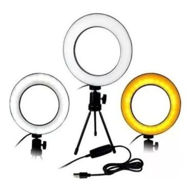Imagem de Ring Light Mesa 16cm +tripé Iluminador Youtuber Maquiagem 6p - Não Inf