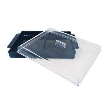 Imagem de Pote Porta Frios Geladeira Transparente 2 Divisórias Preto - Micromax