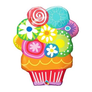 Imagem de Balão de Festa Microfoil 34" 86cm - Buquê Círculos Florais - 1 unidade