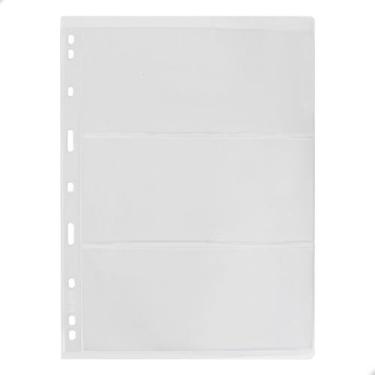 Imagem de Kit 10 Folhas para Cédulas 28x21 Acetato 3 Espaços - MINGT