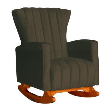 Imagem de Poltrona Decorativa Melinda Balanço Vovo Suede Marrom - FM - Fina Mobí