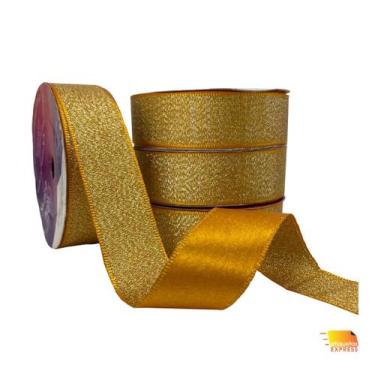 Imagem de Fita Cetim Lurex Acabamento 22mm - DECORAÇÃO  PRESENTES  LAÇOS  ARTESA