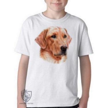 Imagem de Camiseta Infantil ou adulto Golden Retriever face Blusa Criança todos 