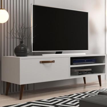 Imagem de Rack para TV Até 43 Polegadas Singapura 1 Porta 1 Prateleira Branco - Panorama Móveis