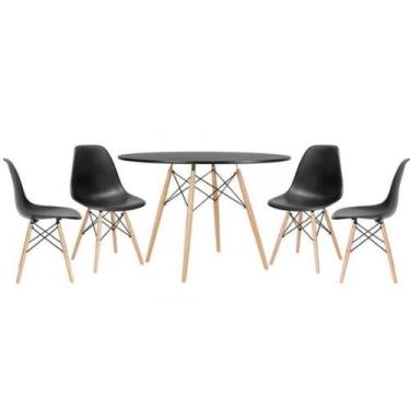 Imagem de Kit - Mesa Redonda Eames 120 Cm Preto + 4 Cadeiras Eiffel Dsw Preto - 