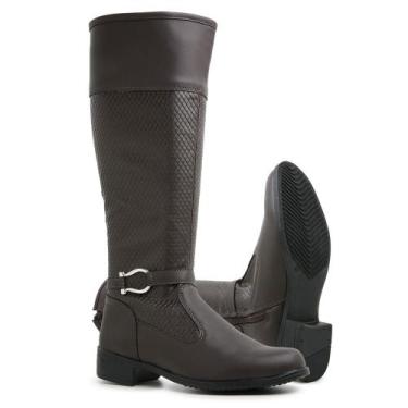 Imagem de Bota Montaria Feminina Em Sintético Cano Alto Texturizada Tendencia La
