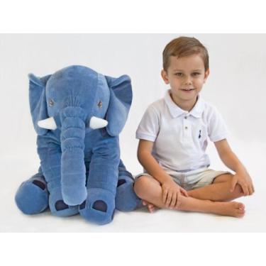 Imagem de Almofada Elefante de Pelúcia Plush 60cm Anti-alérgico - Toybrink, Azul