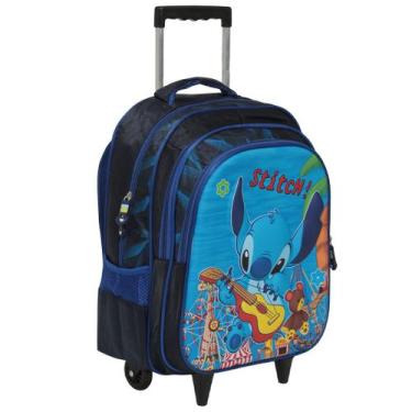 Imagem de Mochila Infantil Stitch 3D Rodinha Bolsa Escolar Tam G - Plike