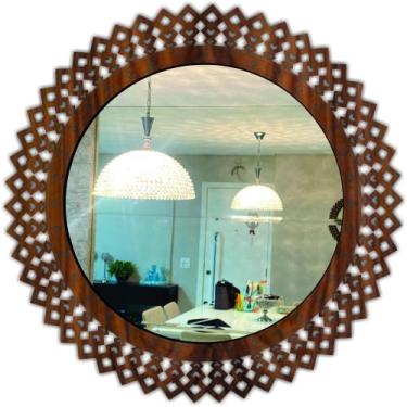 Imagem de Espelho decorativo madeira Pegui Jasper - 45 cm - CREATUS, marrom