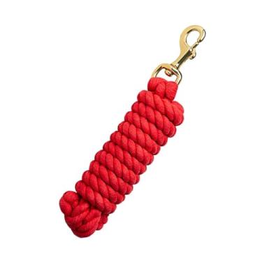 Imagem de UGPLM Corda de chumbo para cavalo com clipe de pressão, equipamento equestre, linha de estocada resistente, fixada em cabresto ou arnês para gado, Vermelho