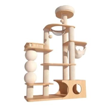 Imagem de Conjunto luxuoso de escalada em árvore para gatos grandes com cama de brinquedo, escadas e playground - Tower Tree Cat Scratcher Villa - Gato Accesorios Pet Products