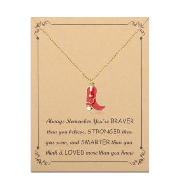 Imagem de FUSTMW Colar de bota de vaqueira, presentes para amantes de cavalos, presentes equestres para proprietários de cavaleiros, joias de vaqueira para mulheres, Aço inoxidável, Sem Pedra Preciosa