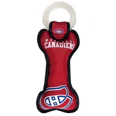 Imagem de Pets First NHL Montreal Canadiens Brinquedo de osso de cachorro com anel de limpeza para dentição