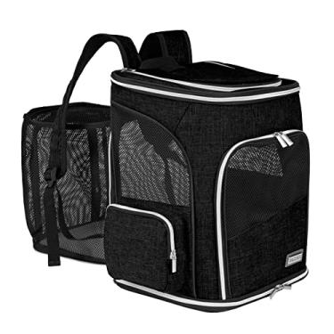 Imagem de BAGLHER Expandable Pet Carrier Backpack，Pet Backpack for Small Cats Puppies Dogs Bunny, Airline-Approved Ventilate Backpack for Travel, Hiking and Outdoor Use. Black