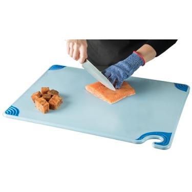 Imagem de San Jamar Tábua de corte de plástico Saf-T-Grip com gancho de segurança, 45,7 cm x 61 cm x 1,3 cm, azul - (pacote com 6)