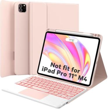 Imagem de GreenLaw Capa com teclado para iPad Air 11 polegadas (M3/M2) 2025/2024 e Air 4ª/5ª geração e iPad Pro de 11 polegadas (1ª/2ª/3ª/4ª geração), touchpad inteligente, retroiluminação de 7 cores, capa