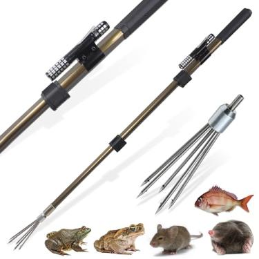 Imagem de Dutiplus Arpão de pesca arpão lança arpão gig garfo gancho para sapo bengala touro sapo bufo linguado peixe toupeira remover armadilha ferramenta de captura (garfo de captura de toupeira telescópica -