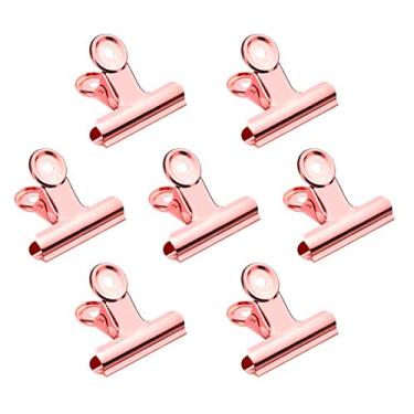 Imagem de Pacote com 20 clipes de aço polido de 5 cm, grampos de papel de dobradiça grande, grampos de papel para sacos de alimentos, fotos e artesanato, suprimento para home office, Rose Gold
