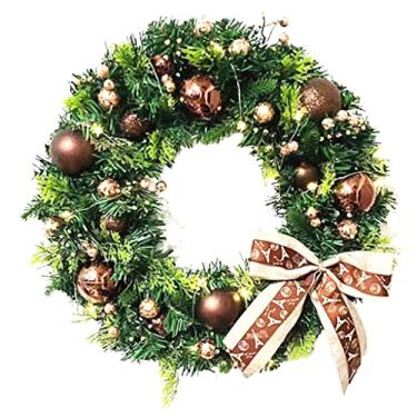 Imagem de Belas Guirlanda de Natal redonda tradicional para parede guirlanda de natal artificial realista para a varanda da frente do shopping diverso