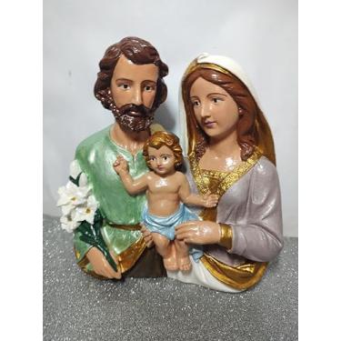 Imagem de Imagem Sacra Decorativa da Sagrada Família, 20cm, Escultura em gesso maciço Pintada a mão