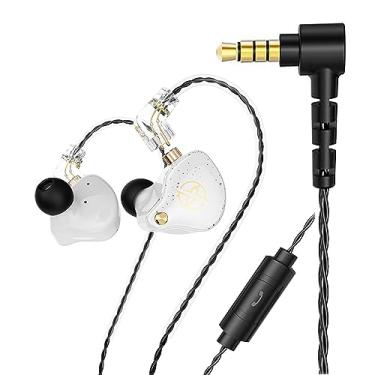 Imagem de Fone de ouvido intra-auricular DX2 HiFi intra-auricular com novo driver magnético composto dinâmico de 10 mm no fone de ouvido com pino C destacável cabo de 0,75 mm (com microfone, branco)