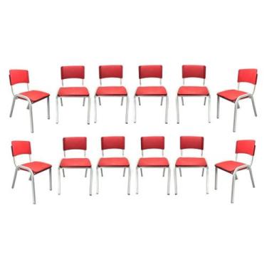Imagem de Kit 12 Cadeiras Iso Infantil Vermelho Brinquedoteca Escola Creche Igre