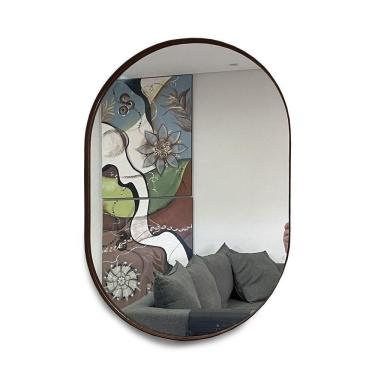 Imagem de Espelho Oval 60X40Cm Com Moldura Café