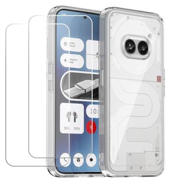 Imagem de Esakycn Capa transparente para celular 2a / 2a Plus para Nada, capa de celular com 2 protetores de tela TPU transparente com absorção de choque, capa de celular flexível para celular Nothing Phone