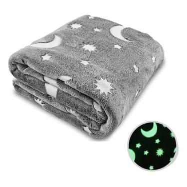 Imagem de Manta Cobertor Infantil Mágico que Brilha no Escuro - Ideal para Conforto, Brincadeiras e Soninho, Supermacio, Aquece com Estilo e Proporciona Diversão (Lua e Estrelas Cinza)