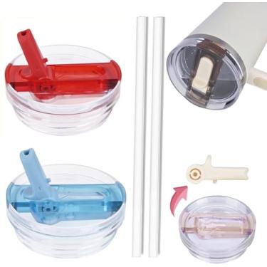 Imagem de Copo removível de 850 g para acessório Stanley Cup, tampas à prova de vazamento para copo Stanley, acessórios compatíveis com tampa Stanley Cups (azul e vermelho, 850 g)