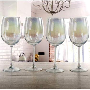 Imagem de Circleware Taças de vinho radiance, conjunto de copos de 4 peças para entretenimento em casa, festa, jantar, bebidas para água, licor, presentes de decoração de fazenda, 411 g, pérola branca