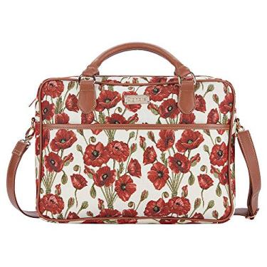 Imagem de Signare Tapeçaria bolsa para laptop bolsa mensageiro para computador pasta feminina, Poppy/Getaway Solids, M
